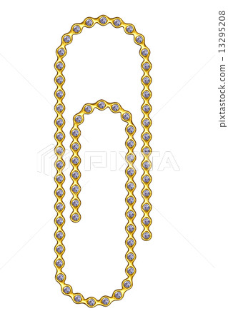 Golden paperclip with diamonds 13295208