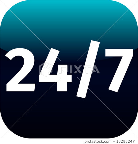 24/7 nonstop time blue icon 13295247