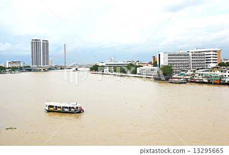 Aerial view of Bangkok city with Chao Phraya river 13295665