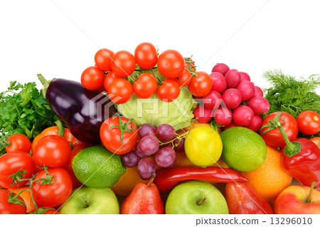 set of fruits and vegetables isolated on white background set of fruits and vegetables isolated on white background 13296010