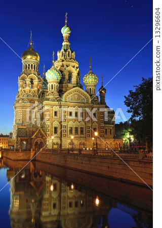 Church Savior on Blood in St-Petersburg, Russia.  Night view. 13296604