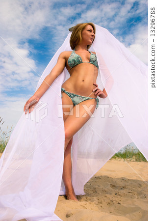 girl in a swimsuit at the beach wildlife 13296788