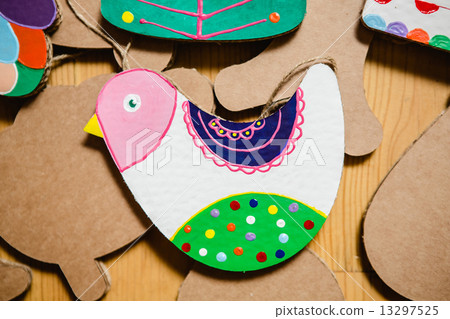 Cardboard toys for the Christmas tree or garland. New year decorations. Cardboard toys for the Christmas tree or garland. New year decorations. 13297525