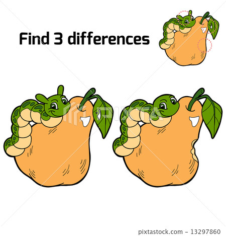 Find 3 differences (pear and caterpillar) Find 3 differences (pear and caterpillar) 13297860