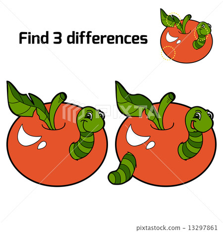 Find 3 differences (worm and apple) Find 3 differences (worm and apple) 13297861