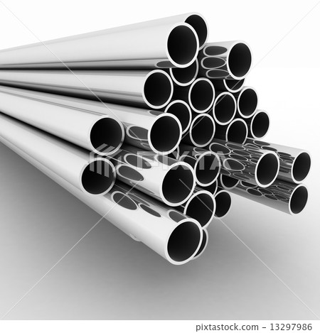 Metal pipes. 3d render  illustration  on the white  background 13297986