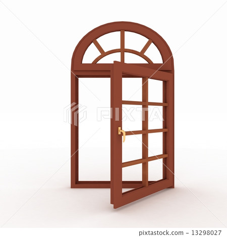 3d open plastic window on white background 13298027