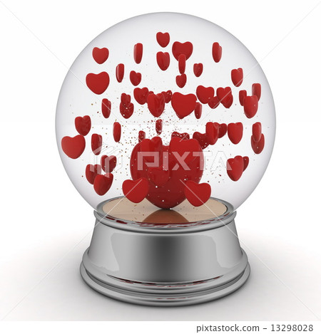 Snow globe with red hearts on white background - Stock Illustration ...