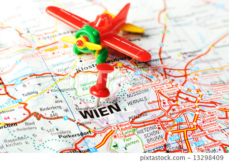 wien ,austria map airplane 13298409