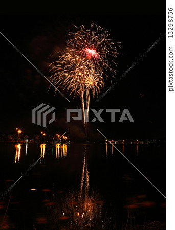 beautiful fireworks over sky at night 13298756