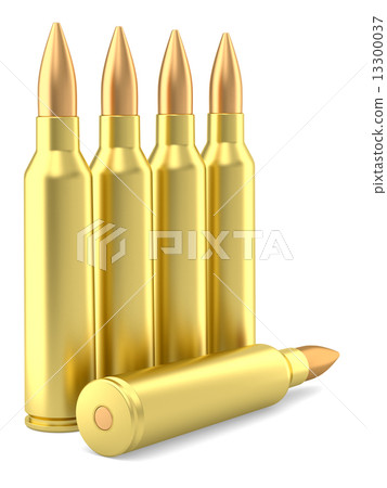 Large caliber rifle ammunition cartridges on white Large caliber rifle ammunition cartridges on white 13300037