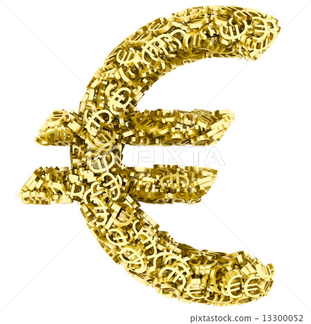 Big euro sign composed of many golden small euro signs on white 13300052