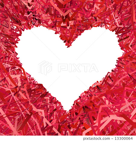 Blank heart shaped frame composed of red ribbons 13300064