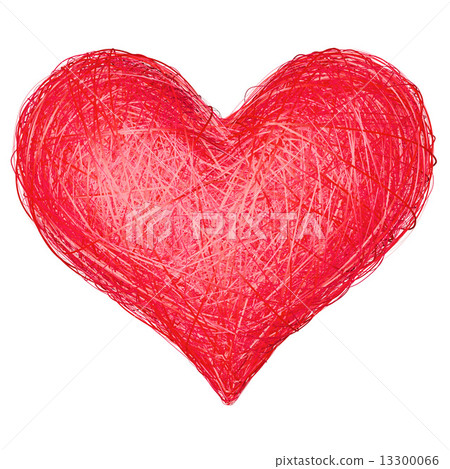 Heart shape composed of red ribbons isolated on white 13300066