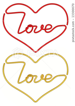 Heart shapes made of wire with love word inside isolated on white 13300070