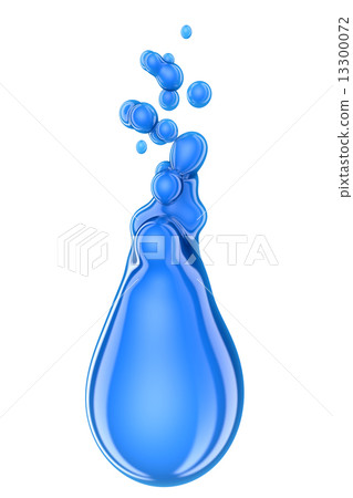 Realistic blue drop isolated on white background 13300072