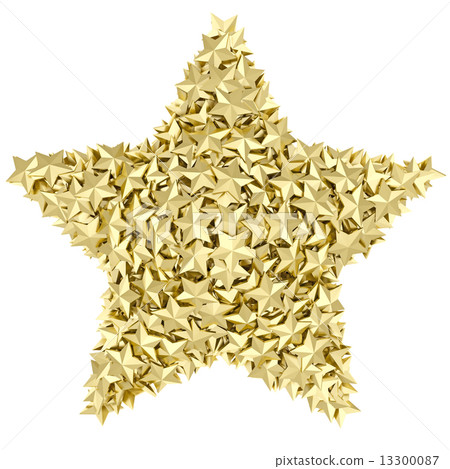 Star shape composed of small golden stars on white 13300087