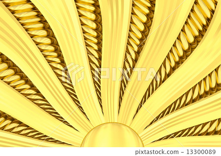Gold sunburst background with rays and beams. 13300089