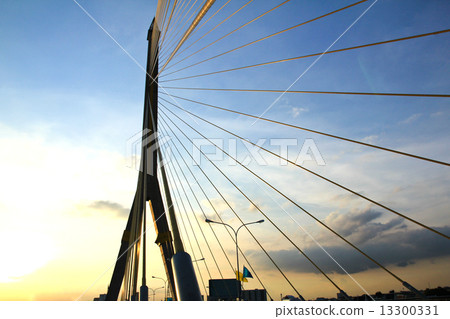 The Rama VIII bridge over the Chao Praya river at sunset in Bang 13300331