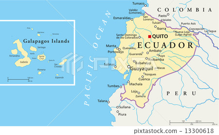 Ecuador and Galapagos Islands Political Map 13300618