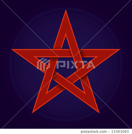 Red Pentagram On Blue Background 13301083