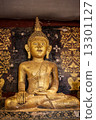 Old antique statue of Buddha in a temple room. Thailand 13301127