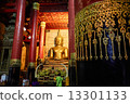 Old antique statue of Buddha in a temple room. Thailand 13301133