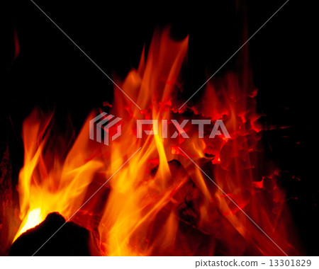 Burning coal in a furnace Burning coal in a furnace 13301829