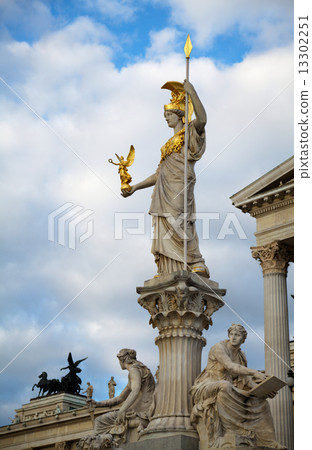 Statue of Athene in front of the Parliament building in Vienna 13302251