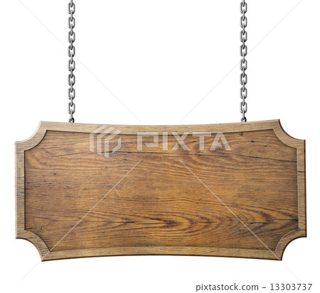 wood sign on chain isolated on white wood sign on chain isolated on white 13303737