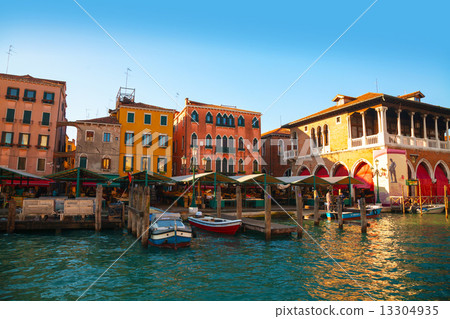 Rialto market in Venice, Italy as seen from the Grand Canal 13304935