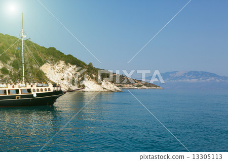 View from the sea to the island of Zakynthos View from the sea to the island of Zakynthos 13305113