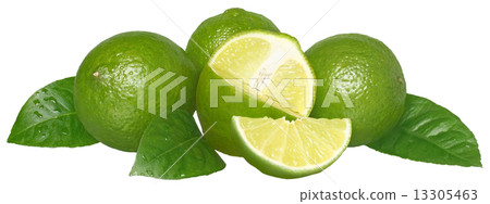 Fresh cut lime with leaf 13305463