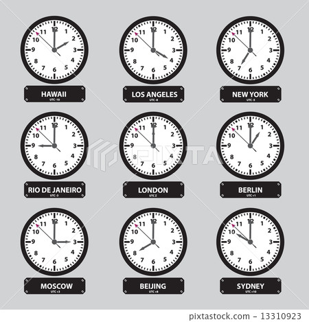time zones black and white clock set eps10 time zones black and white clock set eps10 13310923