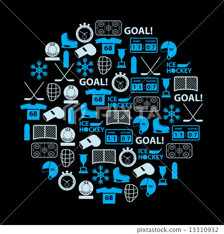ice hockey sport blue icons set in circle eps10 13310932