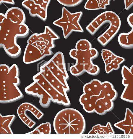 christmas various gingerbread symbols seamless pattern eps10 13310936