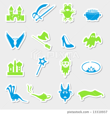 color simple fairy tales theme stickers set eps10 color simple fairy tales theme stickers set eps10 13310937