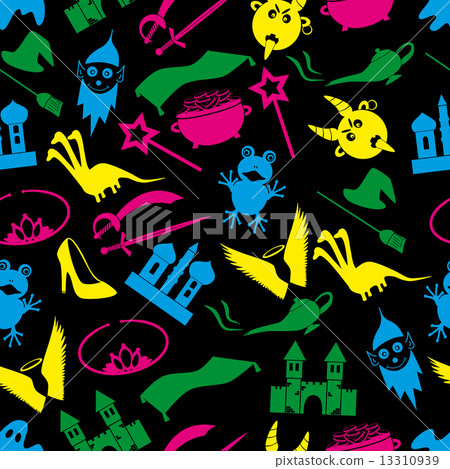 color fairy tales icons theme seamless pattern eps10 13310939