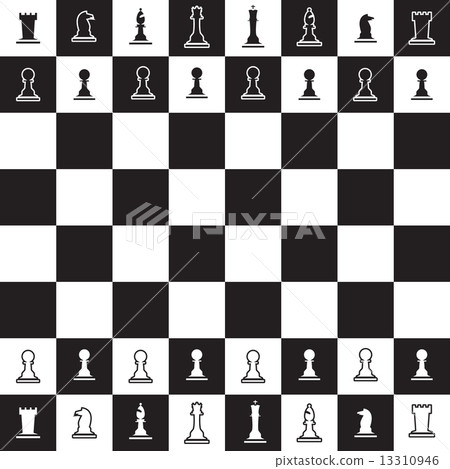 chessboard with black and white chess pieces eps10 chessboard with black and white chess pieces eps10 13310946