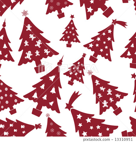 christmas red and white tree decoration seamless pattern eps10 christmas red and white tree decoration seamless pattern eps10 13310951