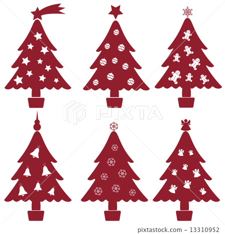 christmas red and white tree decoration collection eps10 christmas red and white tree decoration collection eps10 13310952