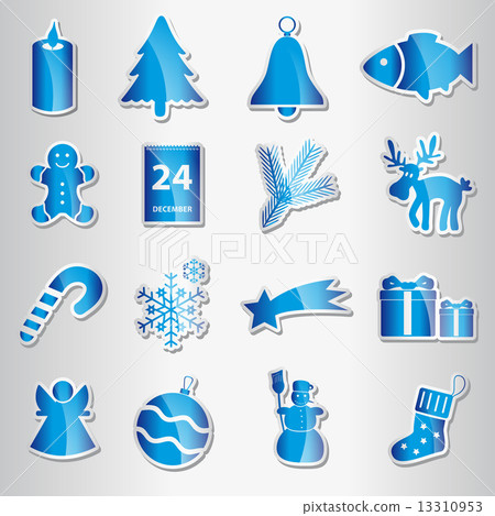 christmas blue shiny stickers collection eps10 christmas blue shiny stickers collection eps10 13310953