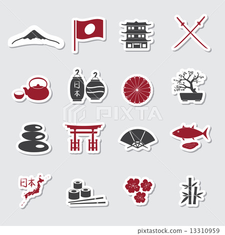 Japanese theme stickers set eps10 Japanese theme stickers set eps10 13310959