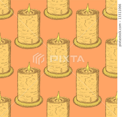 Sketch cute candle in vintage style 13311066