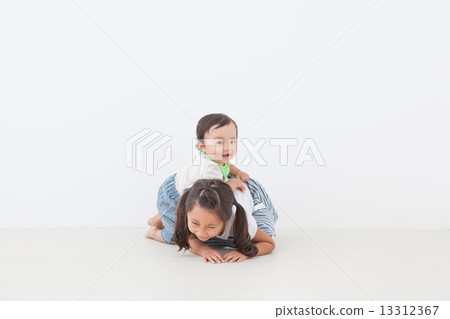 play, playful, older sister and younger brother 13312367