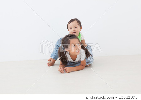 play, playful, older sister and younger brother 13312373
