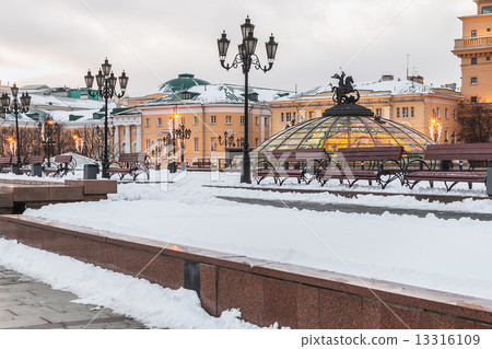 evening view of the Manege Square in Moscow evening view of the Manege Square in Moscow 13316109