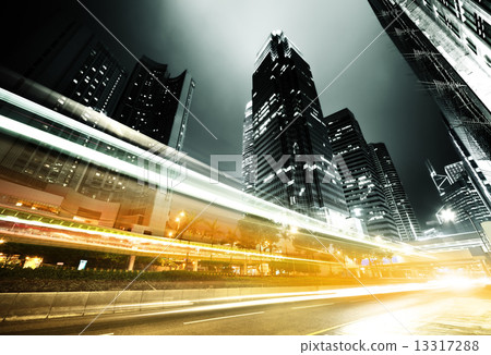 traffic in Hong Kong at night 13317288
