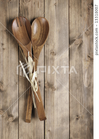 wooden spoon with a fork 13318007
