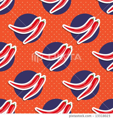 hot pepper pattern. Seamless texture with ripe red peppers 13318023